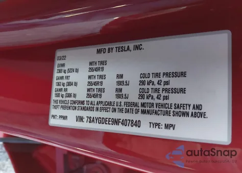 2022 Tesla Model Y Long Range Dual Motor All-Wheel Drive from USA, damaged, VIN 7SAYGDEE9NF407840